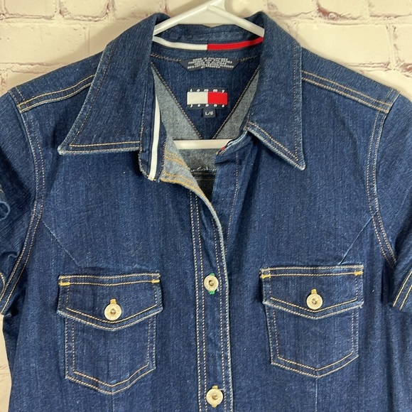 Vintage Y2K Tommy Hilfiger Collared Denim Dress Size Large - Picture 4 of 6